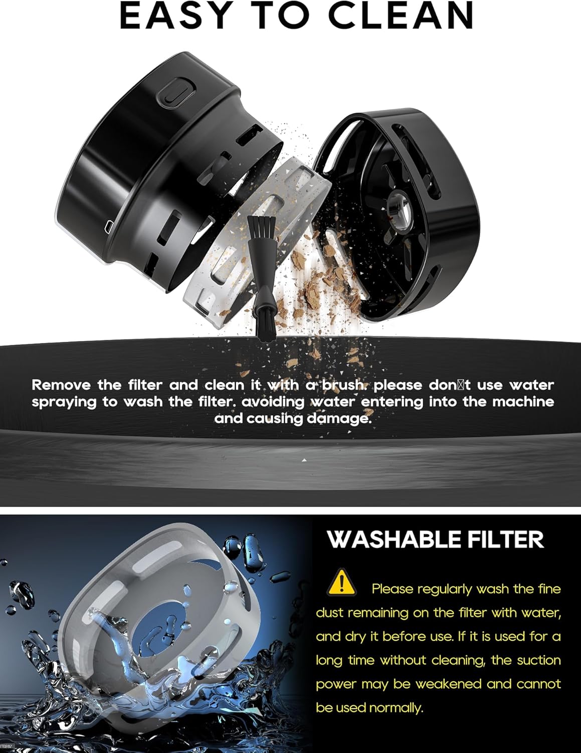 Desktop Vacuum Cleaner with Nozzle, Rechargeable Small Handheld Vacuum, Cordless Mini Desktop Countertop Sweeper for Keyboard Computer Dust Crumbs Piano, Detachable Design